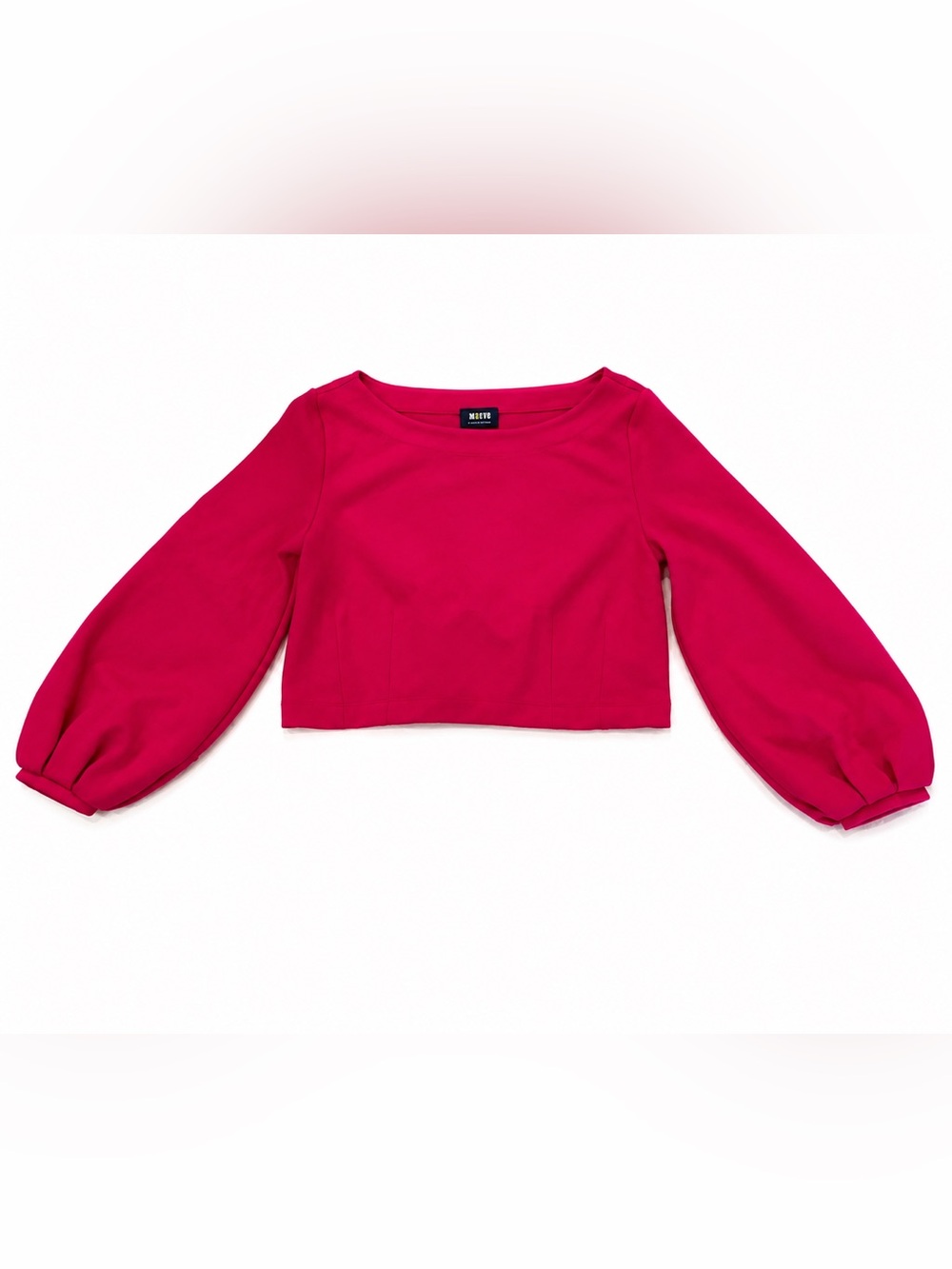 Maeve Anthropologie Pink Lace-Up Back Balloon Sleeve Crop Top - M